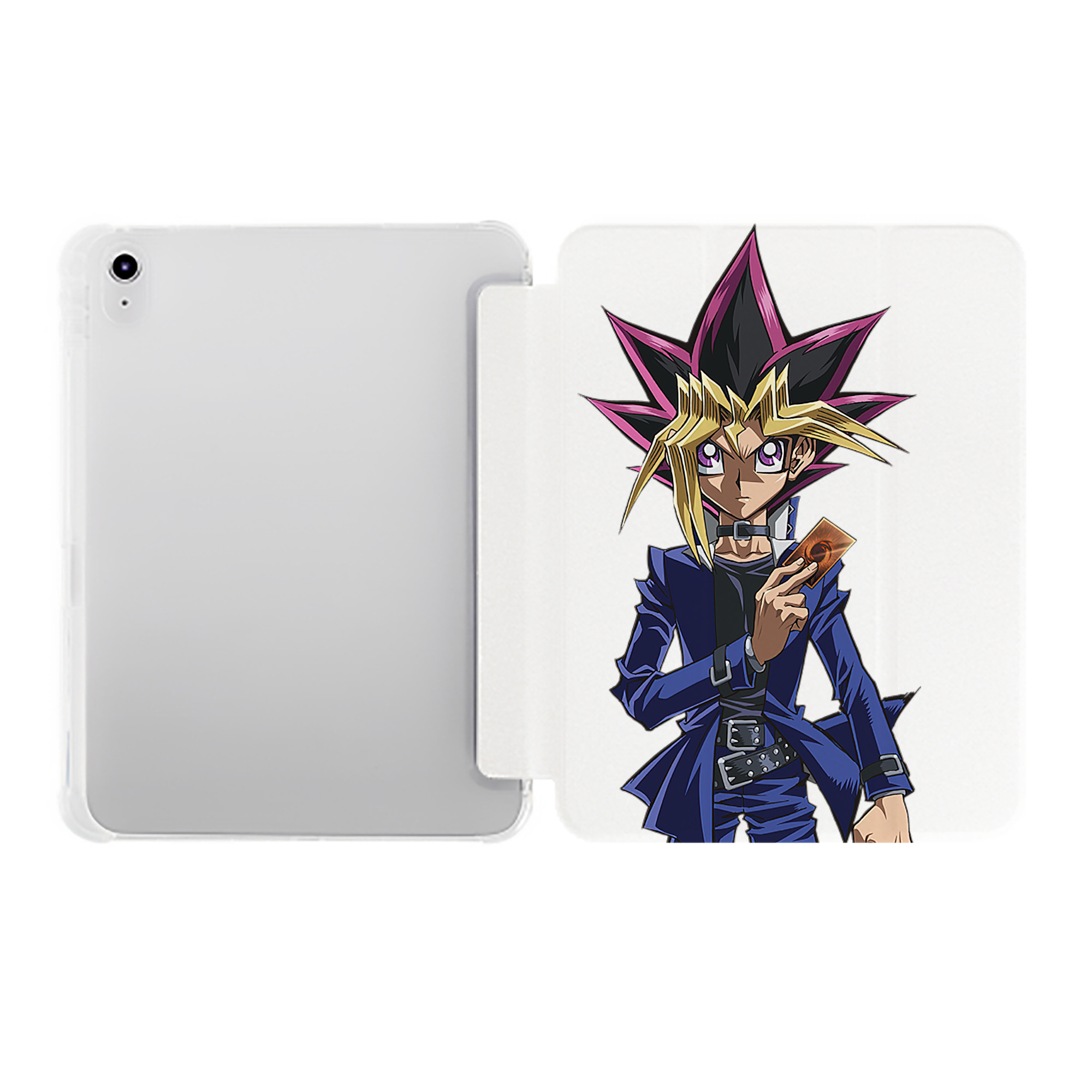 （画像用） 遊☆戯☆王 Yu-Gi-Oh! IPad ケース ペン収納付き 三つ折りスタンド PUレザー×シリコン 対応機種9.5/10.5/10.9インチ